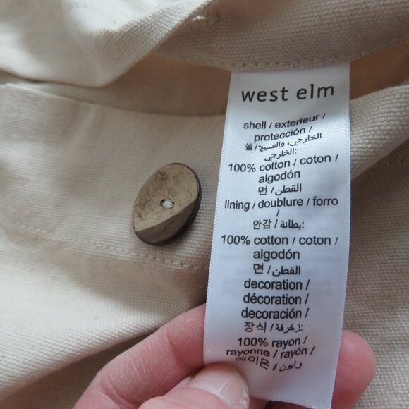 WEST ELM 100% Cotton Cream Black Abstract Embroidered Decor Throw Pillow Sham - Picture 12 of 12